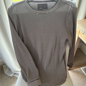 American Eagle Outfitters Black and White Checkered Long Sleeve Tee